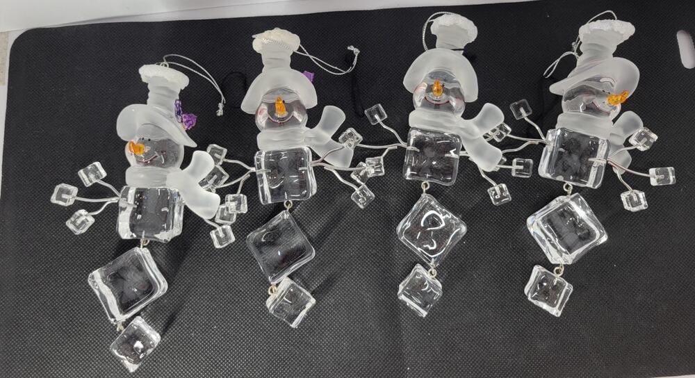 4 Seasons Of Cannon Falls Ice Cube Snowmen Acrylic Sledding Skiing Snowmen